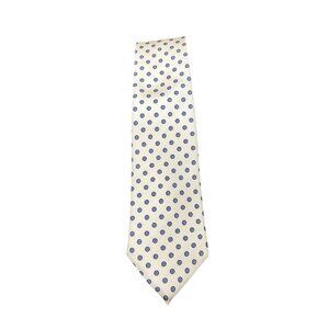 Egon Von Furstenberg Designer Tie Beige With Blue Red Circle Pattern Silk